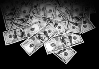 American dollars on black background - obrazy, fototapety, plakaty