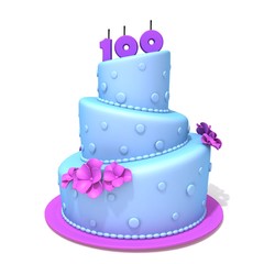 Birthday cake with number one hundred