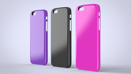 Glossy plastic cases mock-up for smartphone