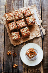 oatmeal cake with dates and walnuts