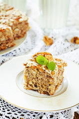 oatmeal cake with dates and walnuts