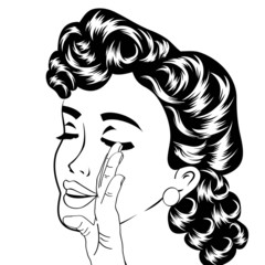 pop art cute retro woman in comics style