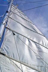 White sail on blue sky