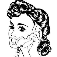 pop art cute retro woman in comics style