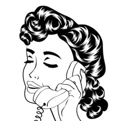 pop art cute retro woman in comics style