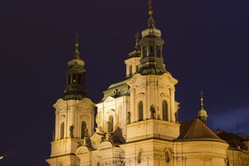 Fototapeta na wymiar St. Nicholas church in Prague at night, Czech Republic