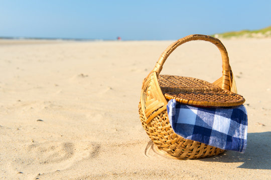 Picnic Basket At The Beach