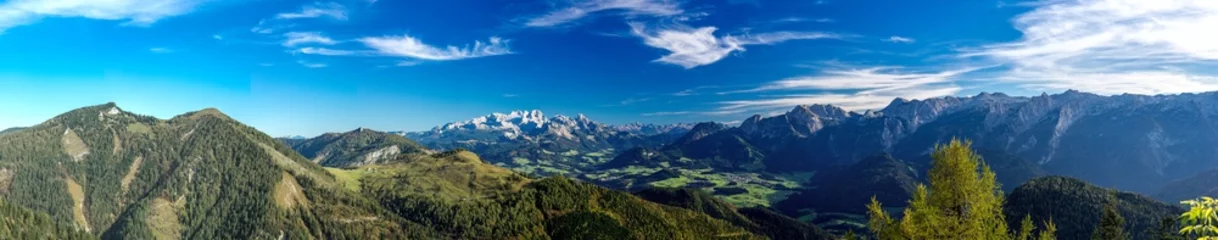 Zelfklevend Fotobehang Panorama Panorama richting Dachstein