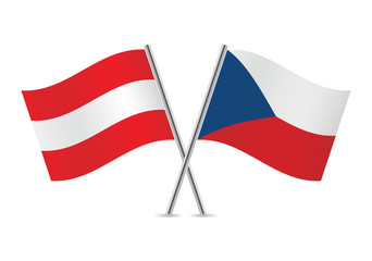 Czech and Austrian flags. Vector illustration.