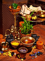 Ayurvedic spa massage still life