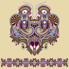 Neckline ornate floral paisley embroidery fashion design