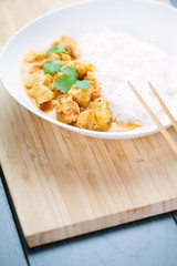 Spicy chicken curry with rice