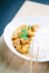 Spicy chicken curry with rice