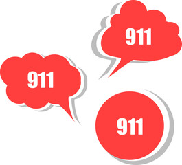 911 on modern banner design template. set of stickers