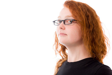 model isolated on plain background happy smiling arms crossed