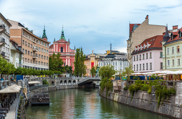 Fototapeta na wymiar View of the city center of Ljubljana, Slovenia
