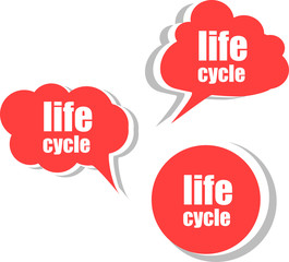 life cycle. Set of stickers, labels, tags. Template