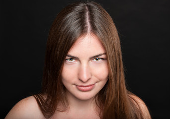 Fototapeta premium close-up fine art portrait of attractive glad woman
