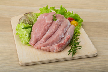 Raw pork schnitzel
