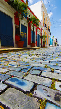 Calle con Adoquines en el Viejo San Juan. Puerto Rico