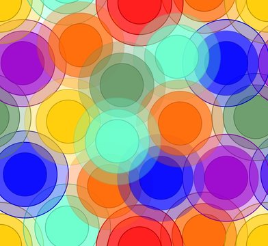 Cheerful background with overlapping circles in rainbow colors