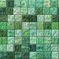beautiful green abstract seamless texture of plastic glass tiles