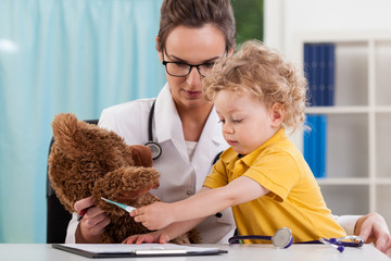 A patient and a teddy bear