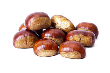 natural chestnuts, fresh fruits of the season of autumn