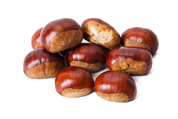 natural chestnuts, fresh fruits of the season of autumn