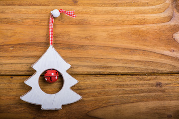Christmas tree decor hang on wood