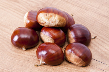 natural chestnuts, fresh fruits of the season of autumn