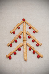 Christmas tree made of grissini