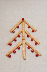 Christmas tree made of grissini