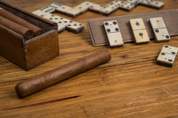 Cuban cigar on table