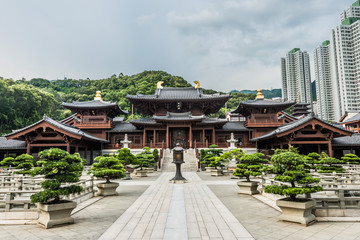 Chi Lin Nunnery courtyard Kowloon Hong Kong