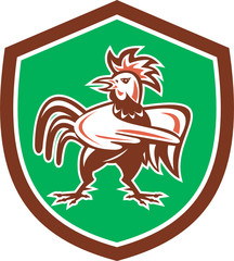 Chicken Rooster Angry Pointing Shield Retro