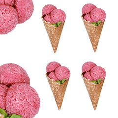 Ice cream horn collage isolated on white