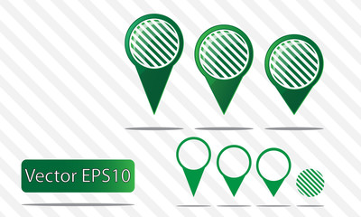 Map pin vector - green stripes
