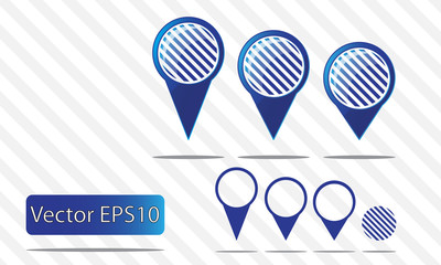 Map pin vector - blue stripes