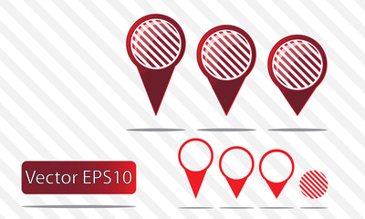 Map pin vector - red stripes