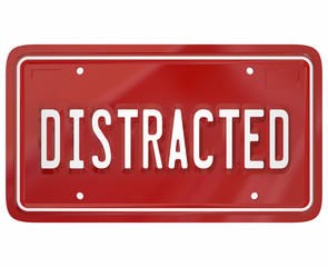 Distracted Driver Word Red License Plate Texting Driving Dangero