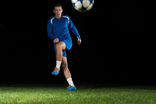 Soccer Player Doing Kick With Ball