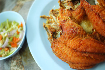 Fried fish in the plate