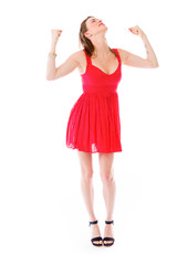 model isolated on plain background screaming