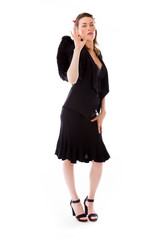 Fototapeta premium model isolated on plain background hand gesture ok sign