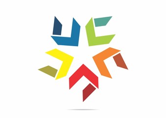 Abstract cube colorful star icon symbol logo vector