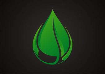 Green leaf water drop illustration element