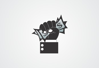hand dollar man logo vector