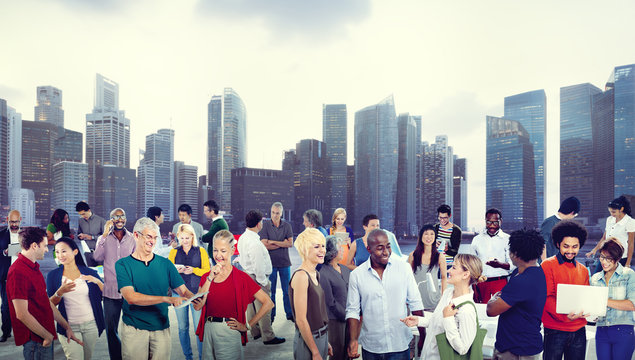 Multiethnic Group of People Cityscape Concept