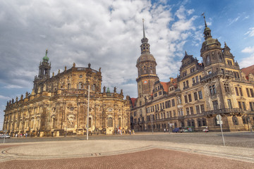 Fototapeta na wymiar Catholic Church and Dresden Castle, Saxony Germany